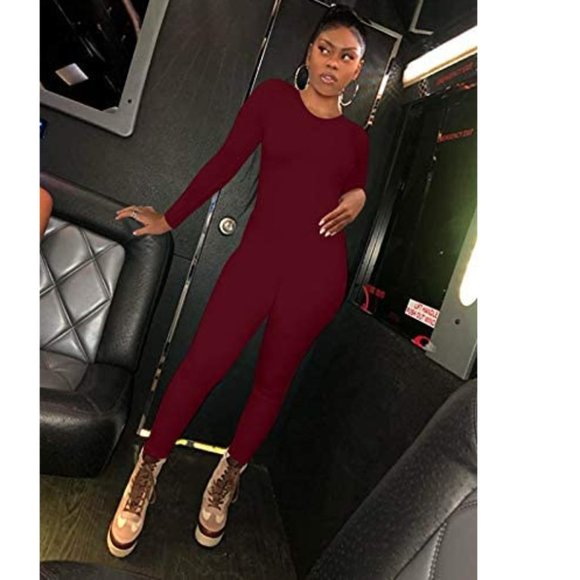 Womens Sexy Back Zipper Bodycon Full Length Romper - Picture 5 of 6